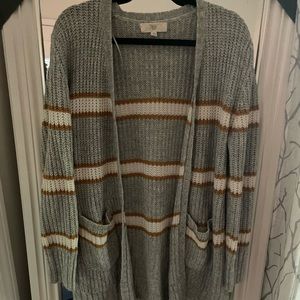 Gray and mustard yellow long sleeve sweater